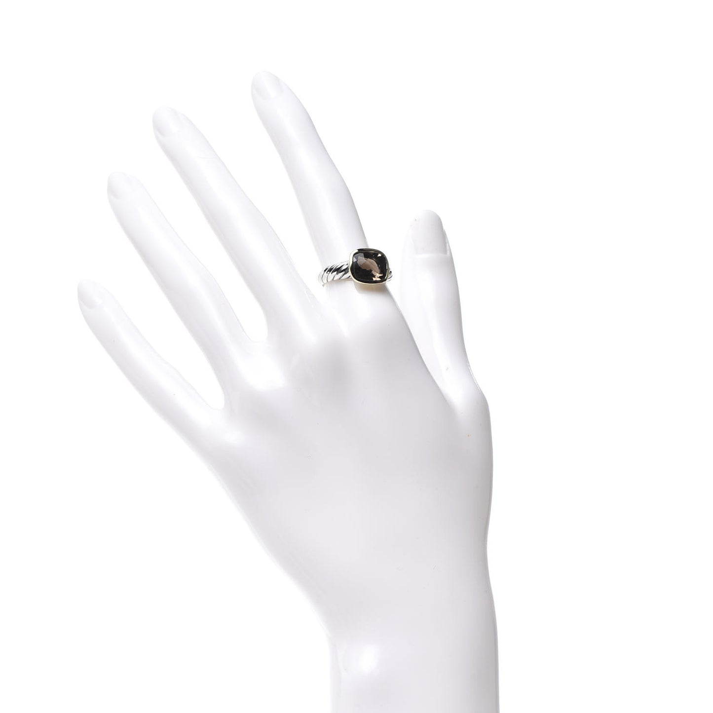 Sterling Silver 14K Yellow Gold Smoky Quartz 10mm Noblesse Ring 51 5.75