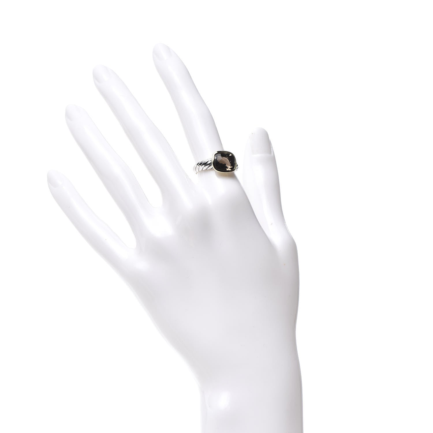 David Yurman Sterling Silver 14K Yellow Gold Smoky Quartz 10mm Noblesse Ring 51 5.75 2 of 5