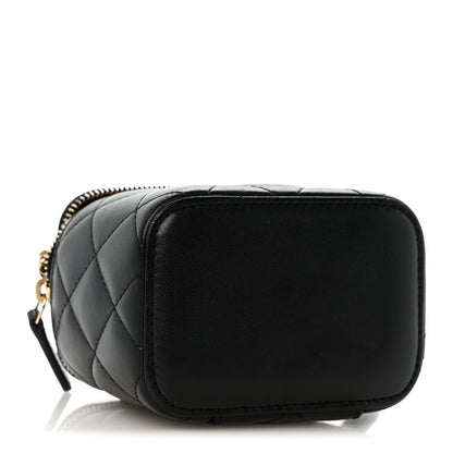Chanel Lambskin Quilted Top Handle Mini Vanity Case With Chain Black 3 of 11