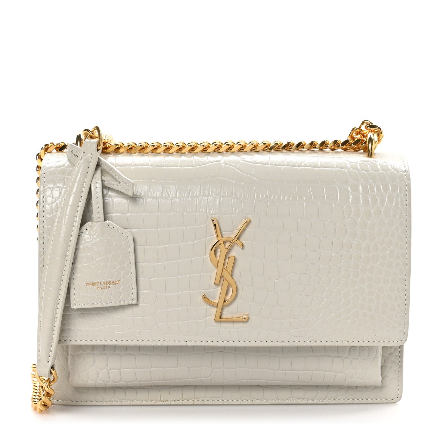 Calfskin Crocodile Embossed Medium Monogram Sunset Blanc Vintage