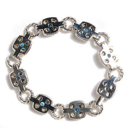 David Yurman Sterling Silver Blue Topaz Renaissance Linked Bracelet 3 of 4
