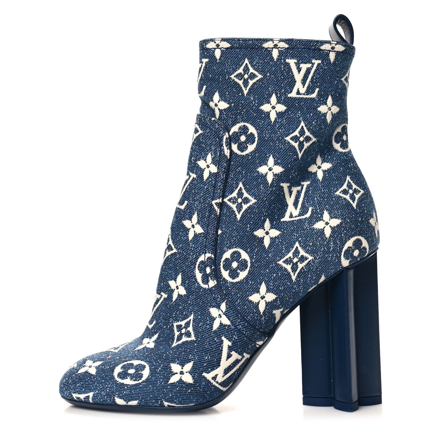 Louis Vuitton LOUIS VUITTON Denim Monogram Silhouette Ankle Boots 37 Navy Blue 1 of 9