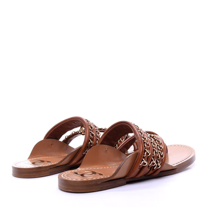 Chanel Calfskin Chain CC Thong Flat Sandals 36 Beige 3 of 11