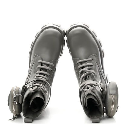 Prada Spazzolato Rois Re-Nylon Metal Triangle Logo Monolith Pouch Pocket 55mm Boots 36.5 Marmo 2 of 10