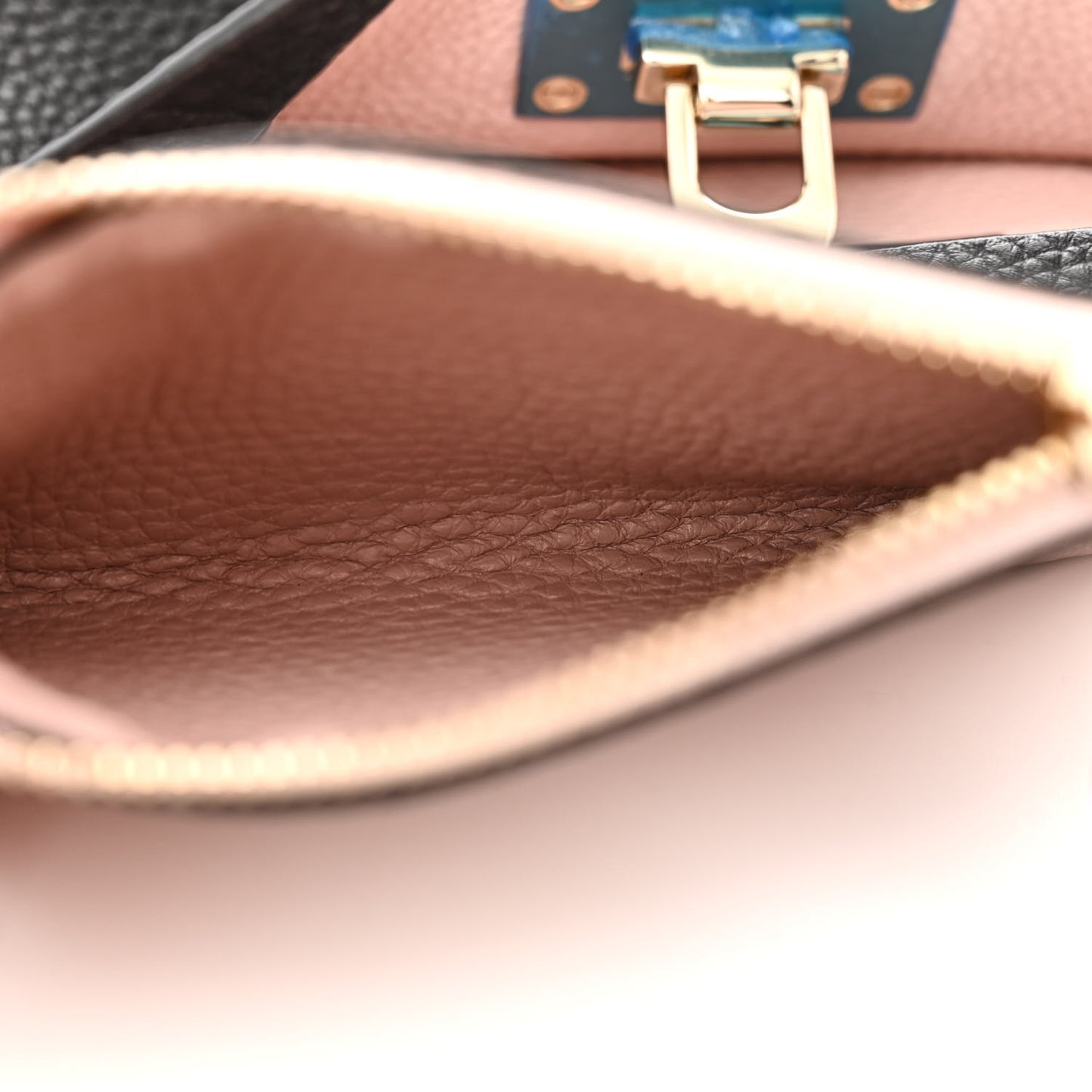 Grained Calfskin Small Rockstud Flip Lock Tote Black Rose Quartz