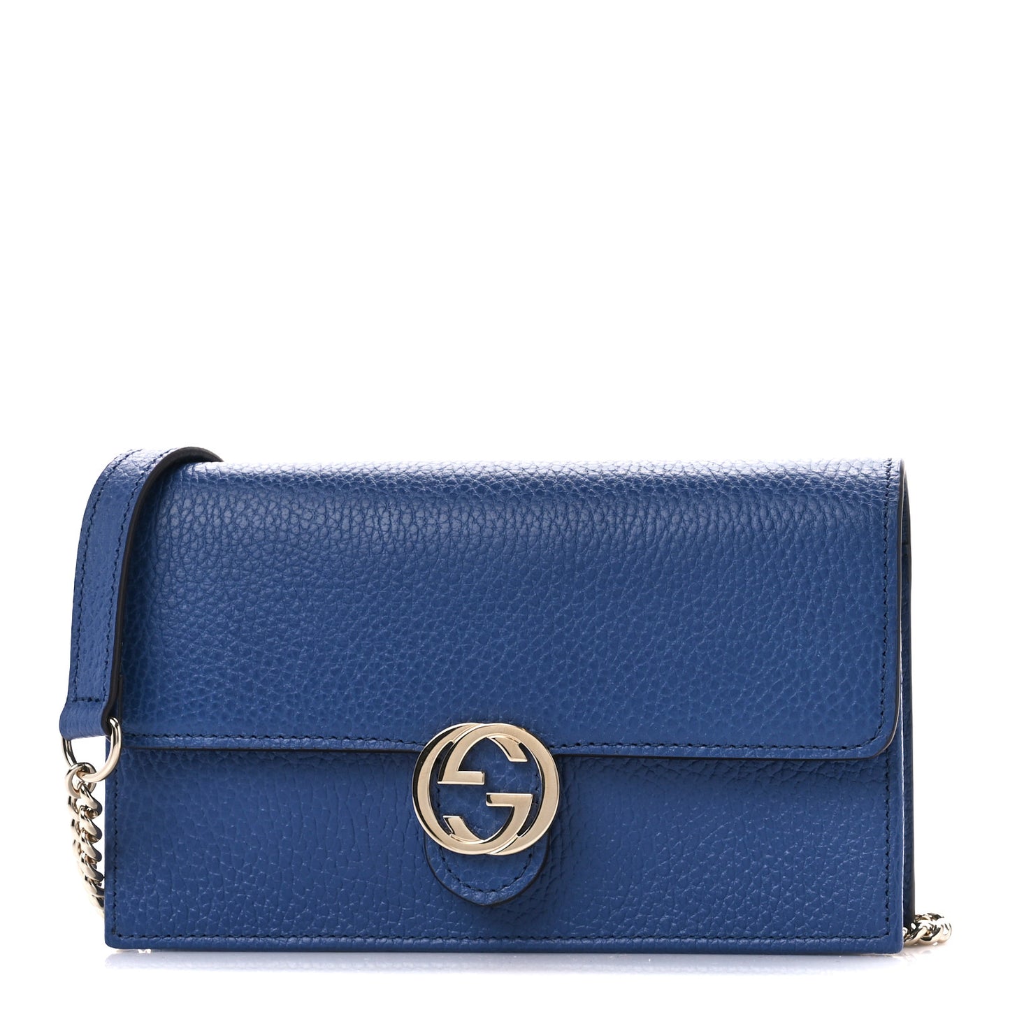 Dollar Calfskin Interlocking G Chain Wallet Caspian