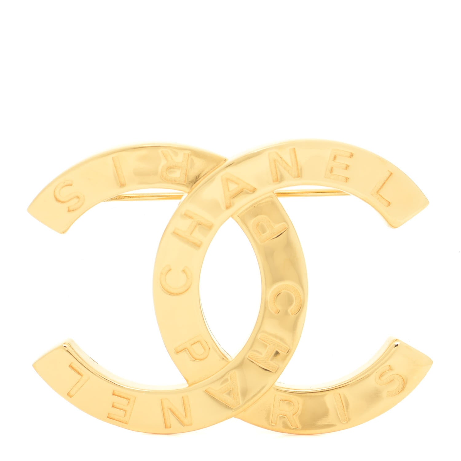 Chanel Metal Paris Button CC Large Brooch Gold 1 of 6