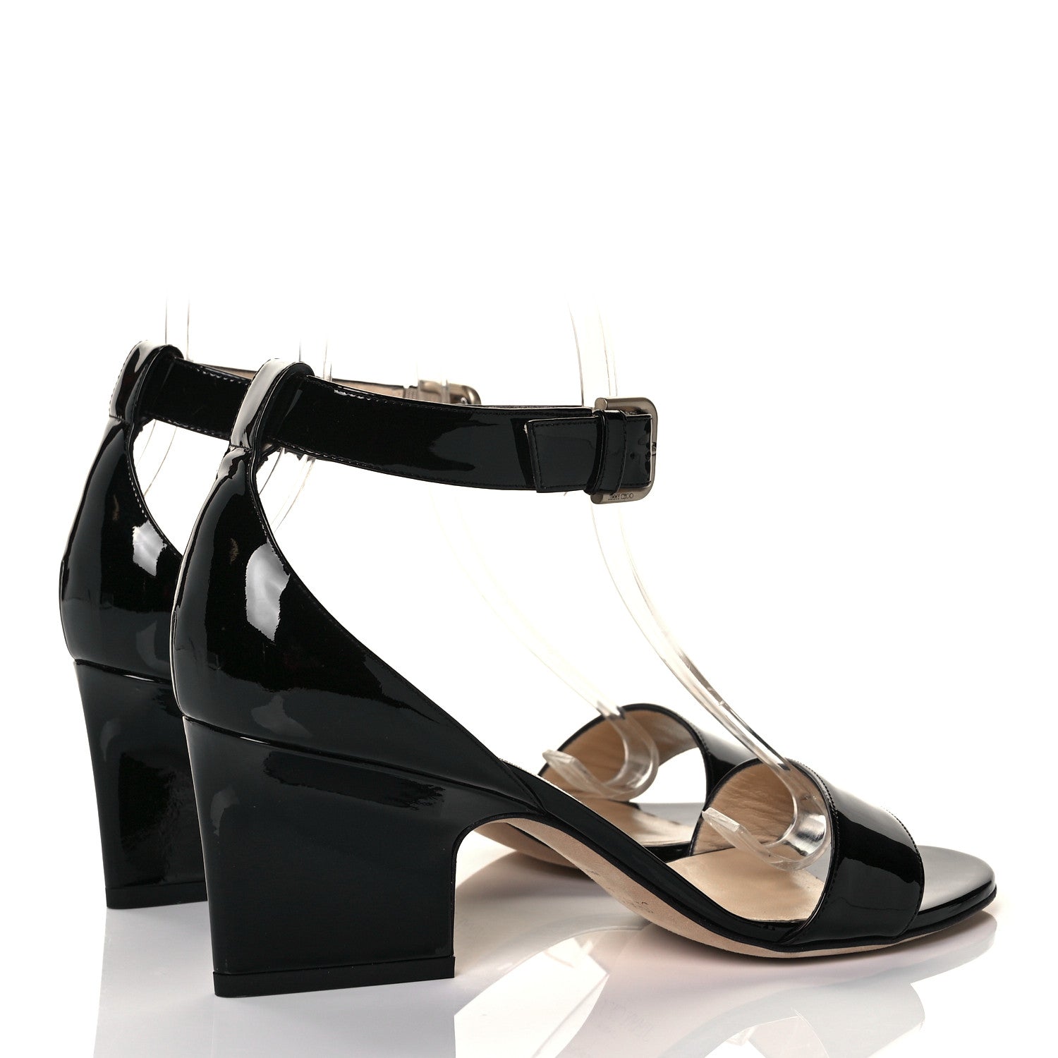 Jimmy Choo Patent Calfskin Edina Sandals 37 Black 4 of 8