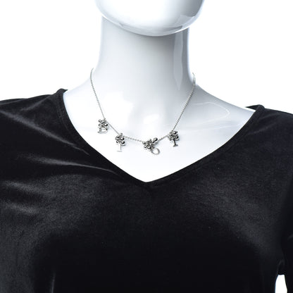 Christian Dior Beaded Logo Charm Necklace Silver 2 of 4