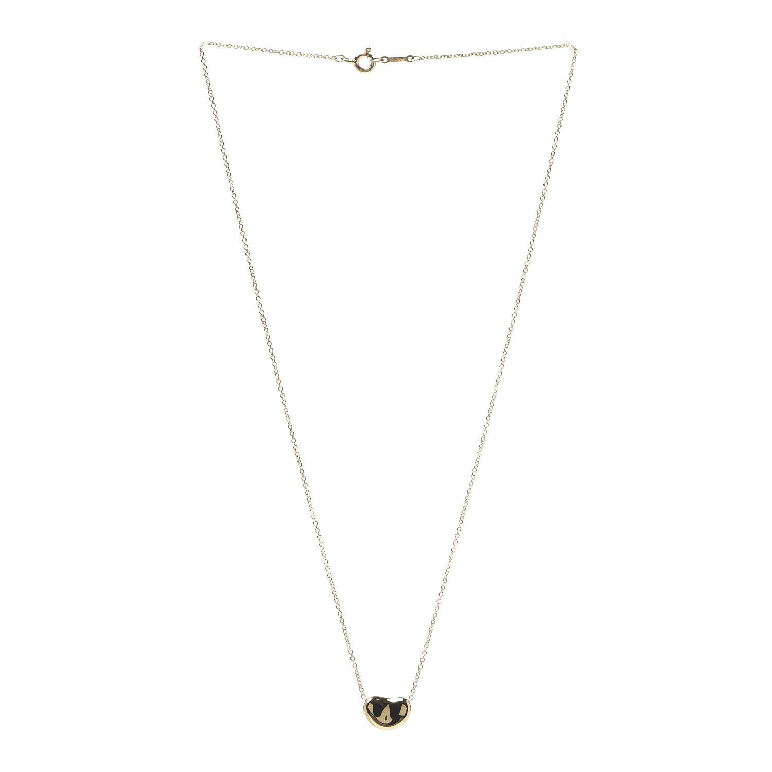 Tiffany 18K Yellow Gold 12mm Elsa Peretti Bean Pendant Necklace 3 of 5