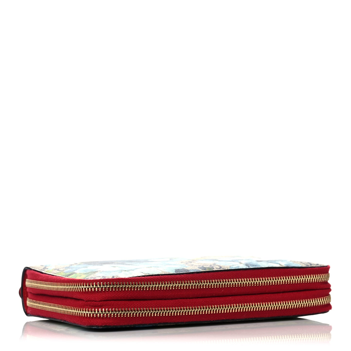 GG Supreme Monogram Blooms Travel Document Case Beige Blue Navy Hibiscus Red