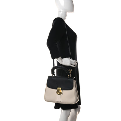 Burberry Trench Calfskin Medium DK88 Top Handle Bag Ivory Black 2 of 14