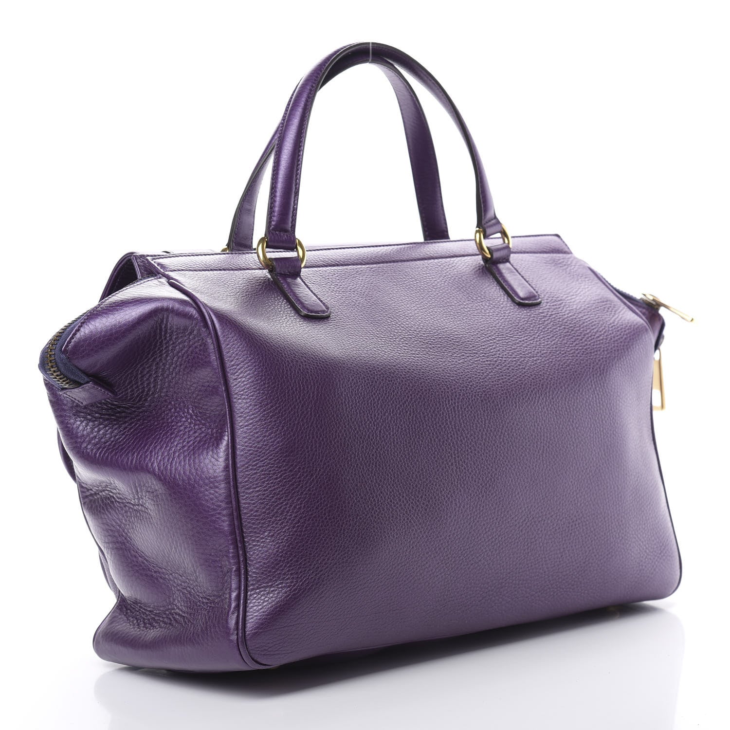 Gucci Metallic Pebbled Calfskin Medium 1973 Top Handle Satchel Purple 3 of 14
