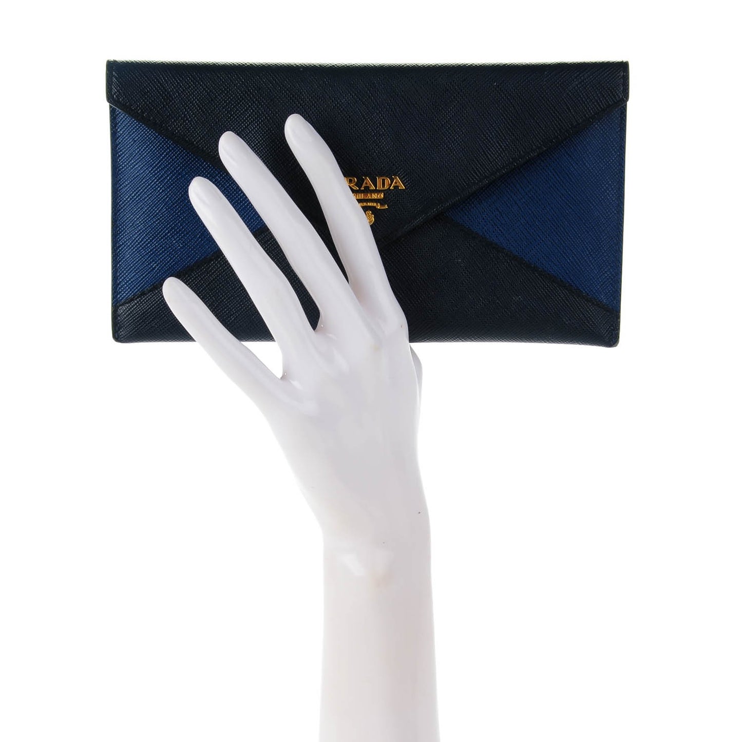 Saffiano Bi-Color Envelope Wallet Baltico Bluette