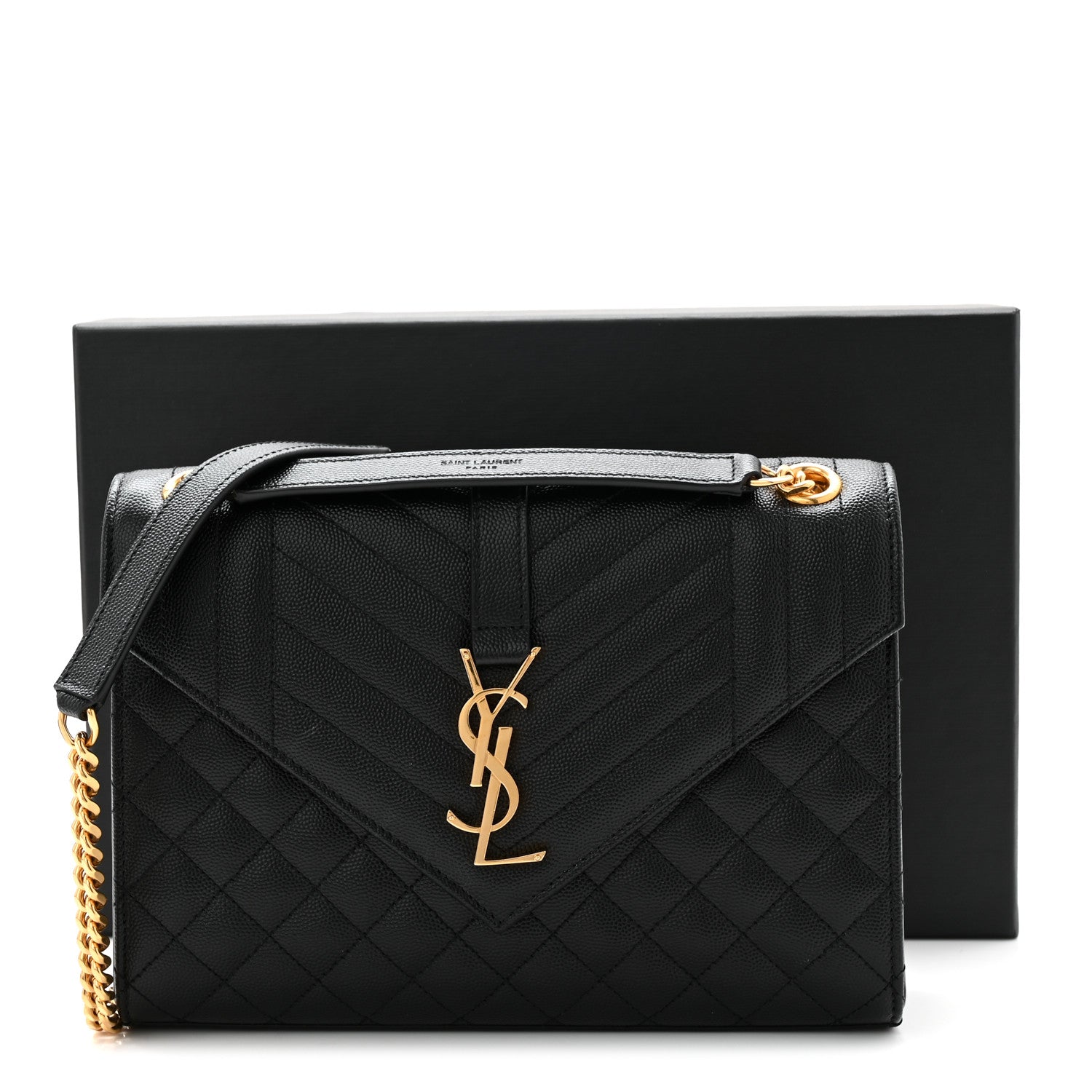 Saint Laurent Grain De Poudre Textured Mixed Matelasse Triquilt Medium Monogram Satchel Black 11 of 11