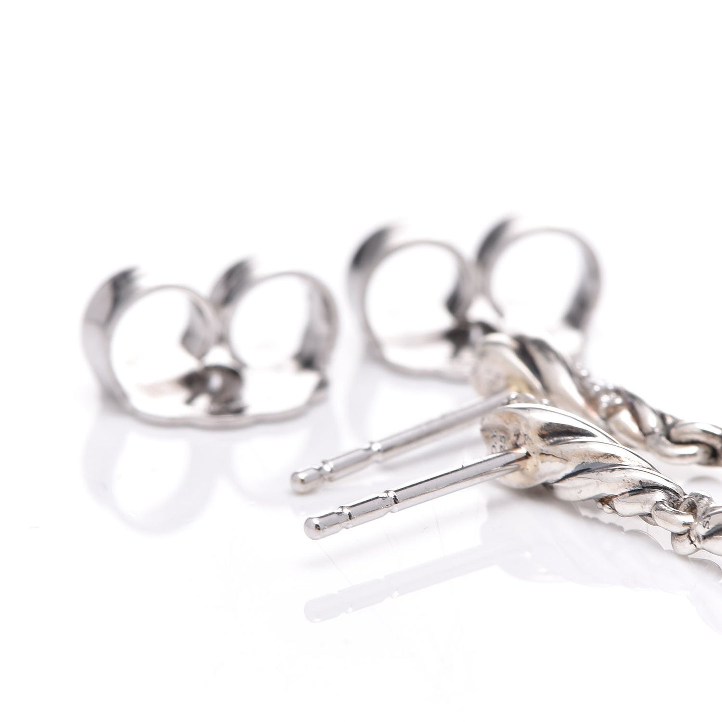 Sterling Silver Diamond Willow Drop Earrings