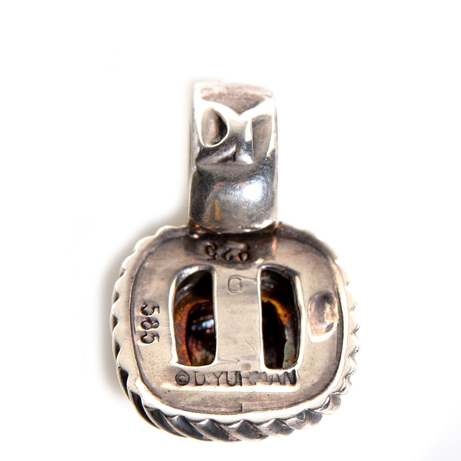 David Yurman Sterling Silver 14K Yellow Gold 7mm Albion Enhancer Pendant 4 of 5