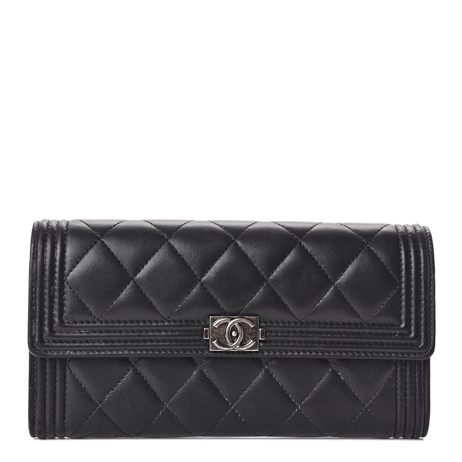Chanel Lambskin Quilted Boy Flap Wallet Black 1 of 10