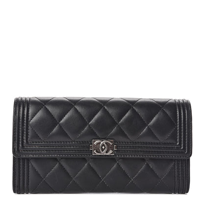 Chanel Lambskin Quilted Boy Flap Wallet Black 1 of 10