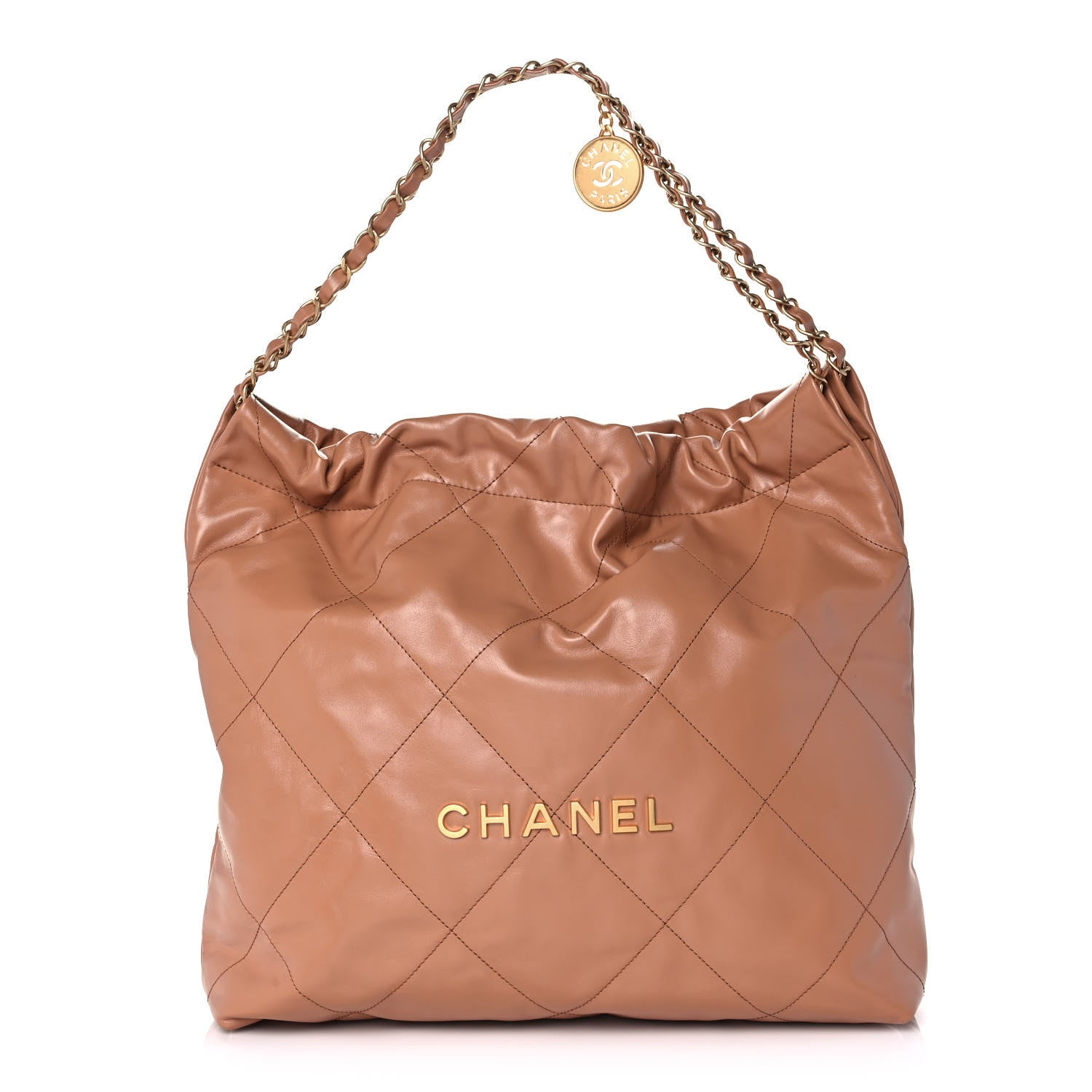 Chanel Shiny Calfskin Quilted Chanel 22 Camel 3 of 11