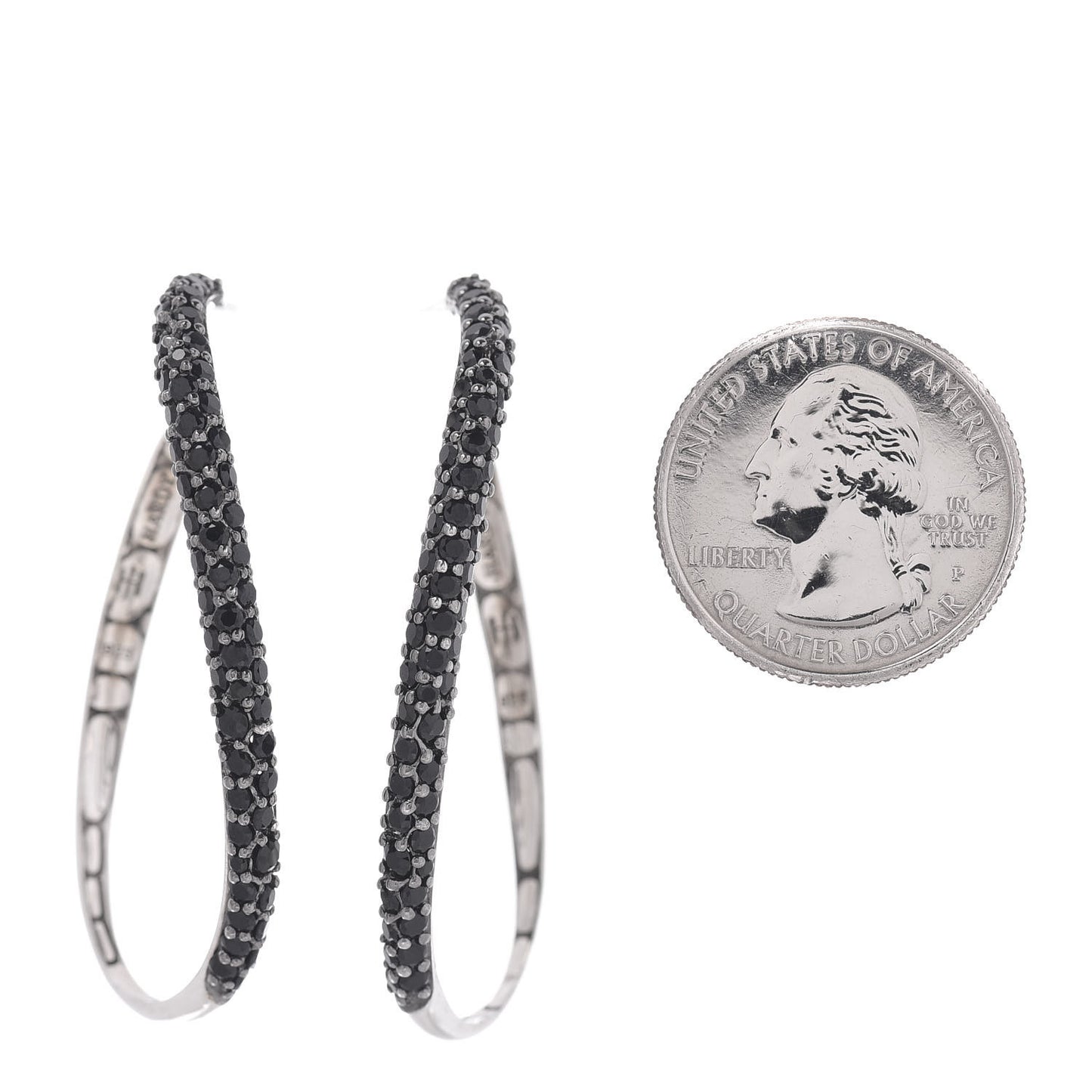 Sterling Silver Black Sapphire Kali Lava Hoop Earrings