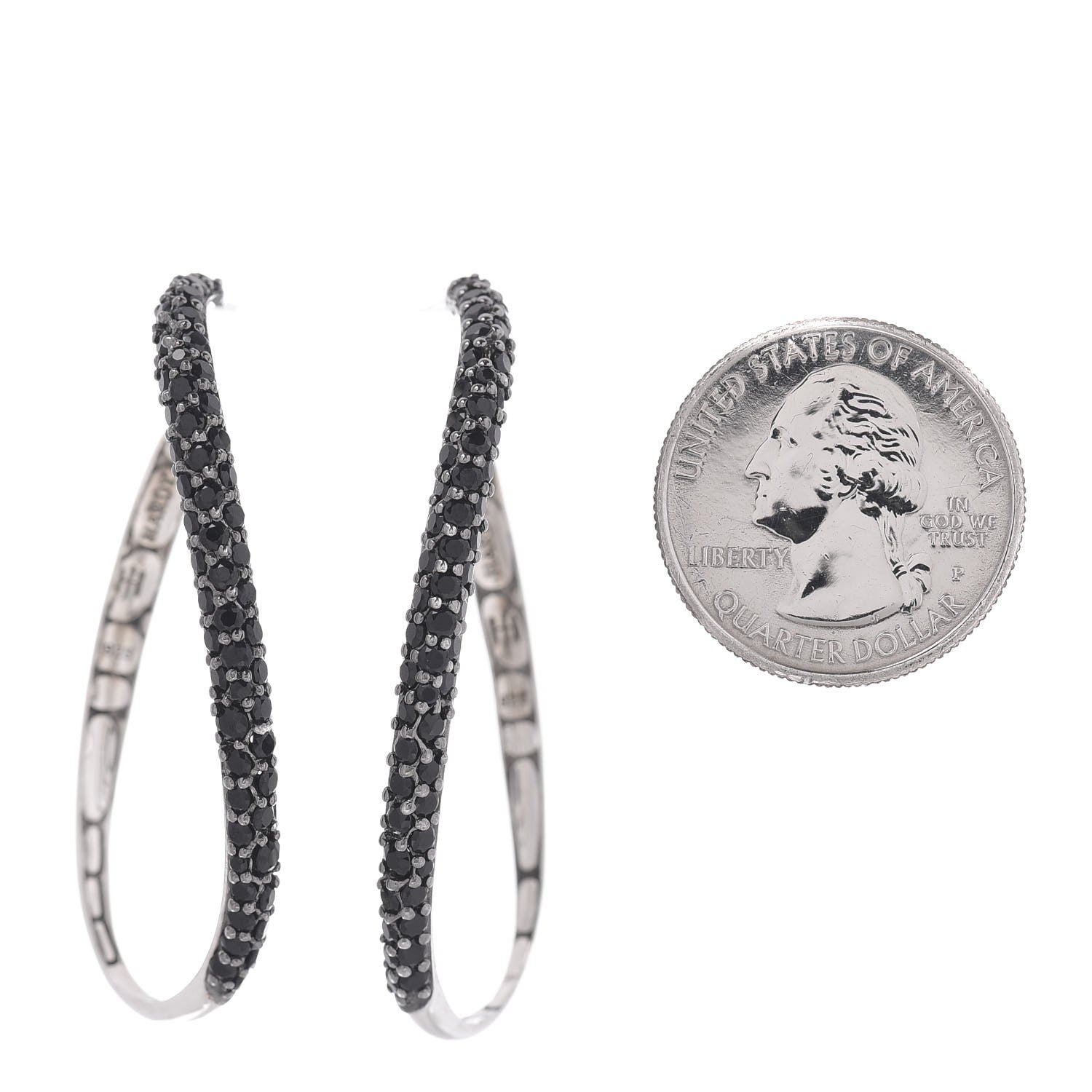 John Hardy Sterling Silver Black Sapphire Kali Lava Hoop Earrings 2 of 4