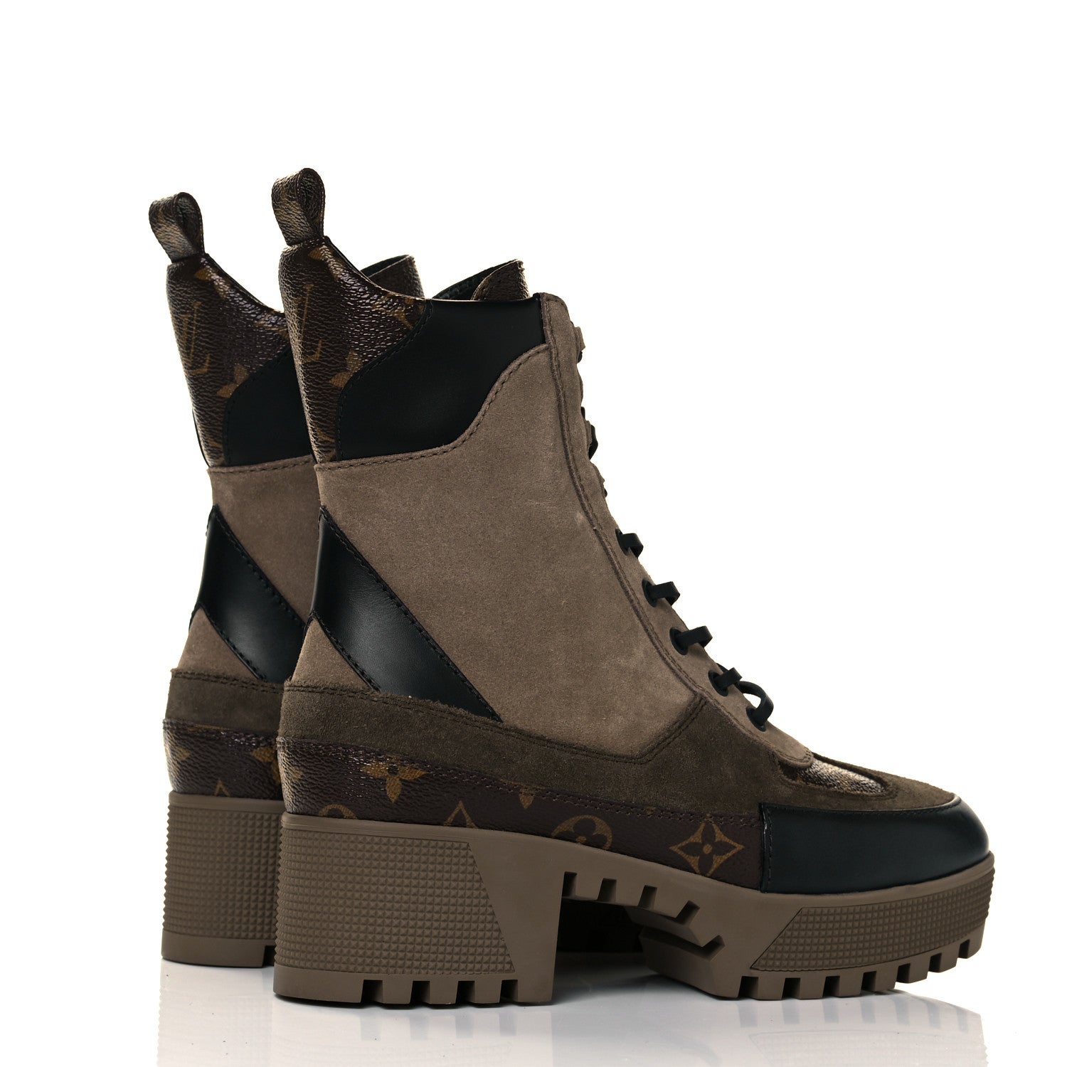 Louis Vuitton Suede Calfskin Monogram Laureate Platform Desert Boots 37 Taupe 4 of 6