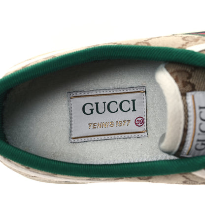 Gucci GG Monogram Web Womens 1977 Tennis Sneakers 39 Beige Ebony Mystic White 7 of 8