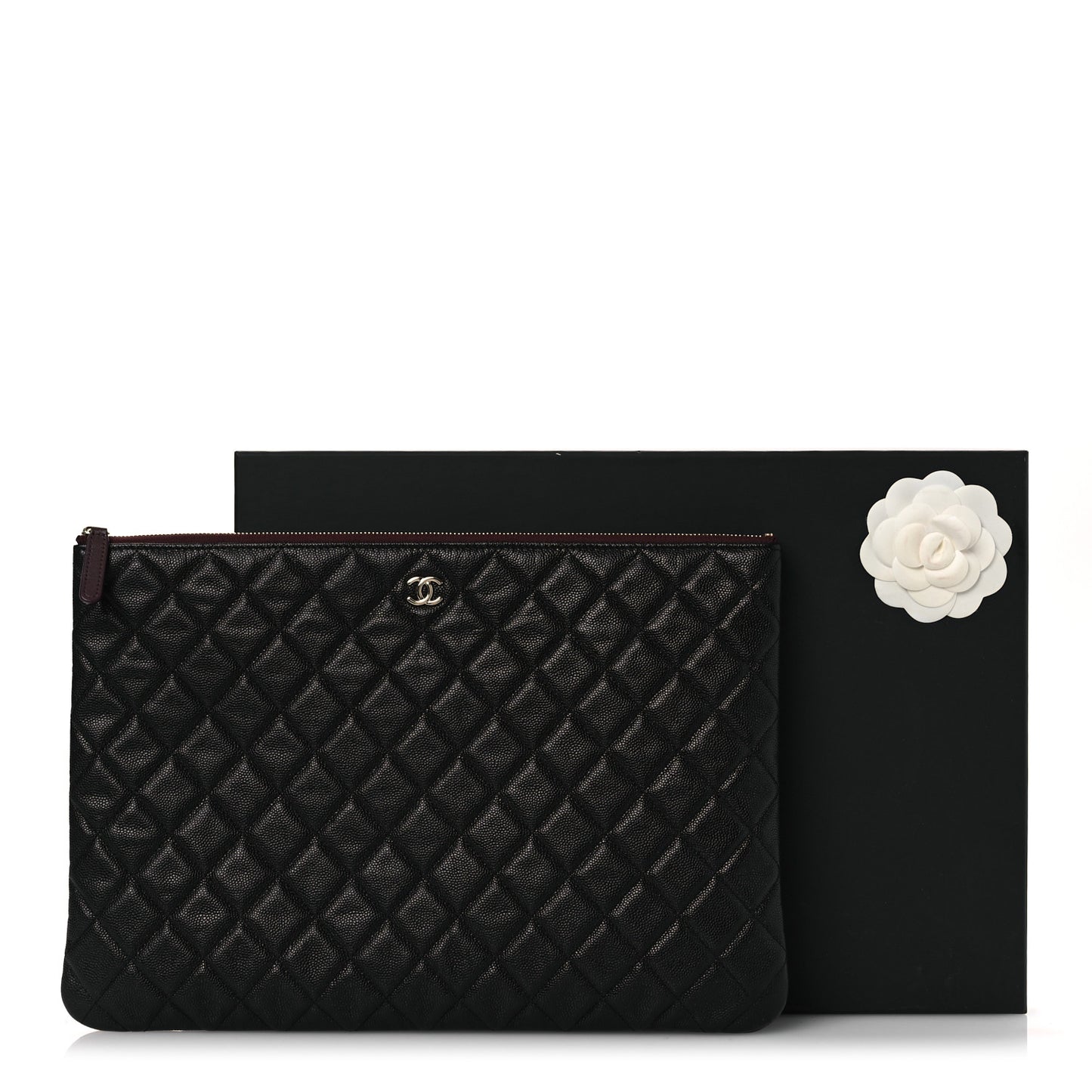 Caviar Quilted Large Cosmetic Case Black