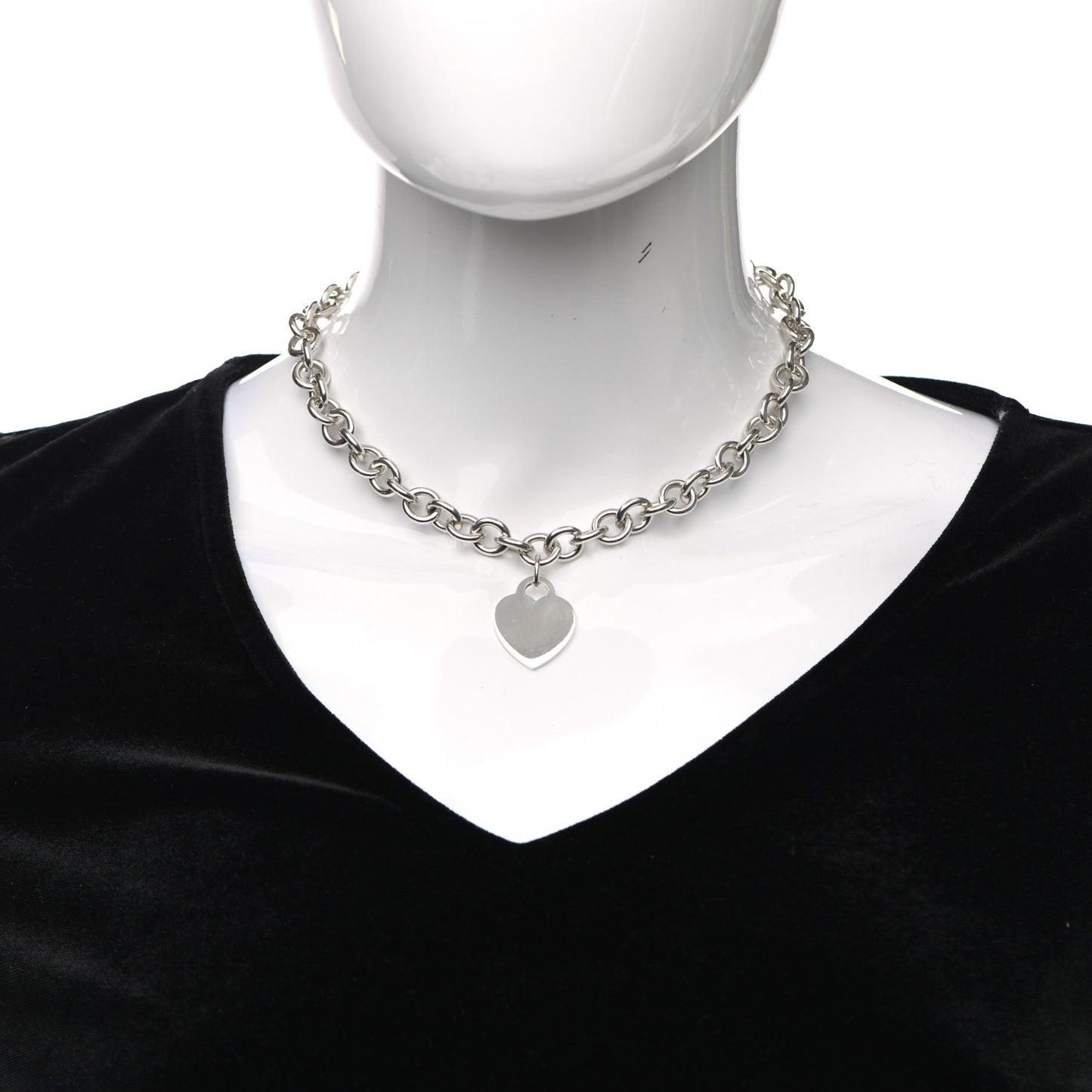 Sterling Silver Heart Tag Necklace