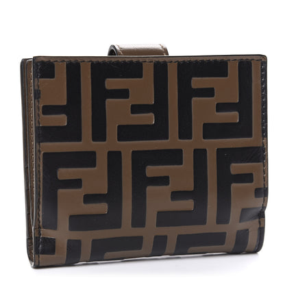 Fendi Vitello Soft F is Fendi Bi-Color FF 1974 Embossed Compact Wallet Maya Black 3 of 8