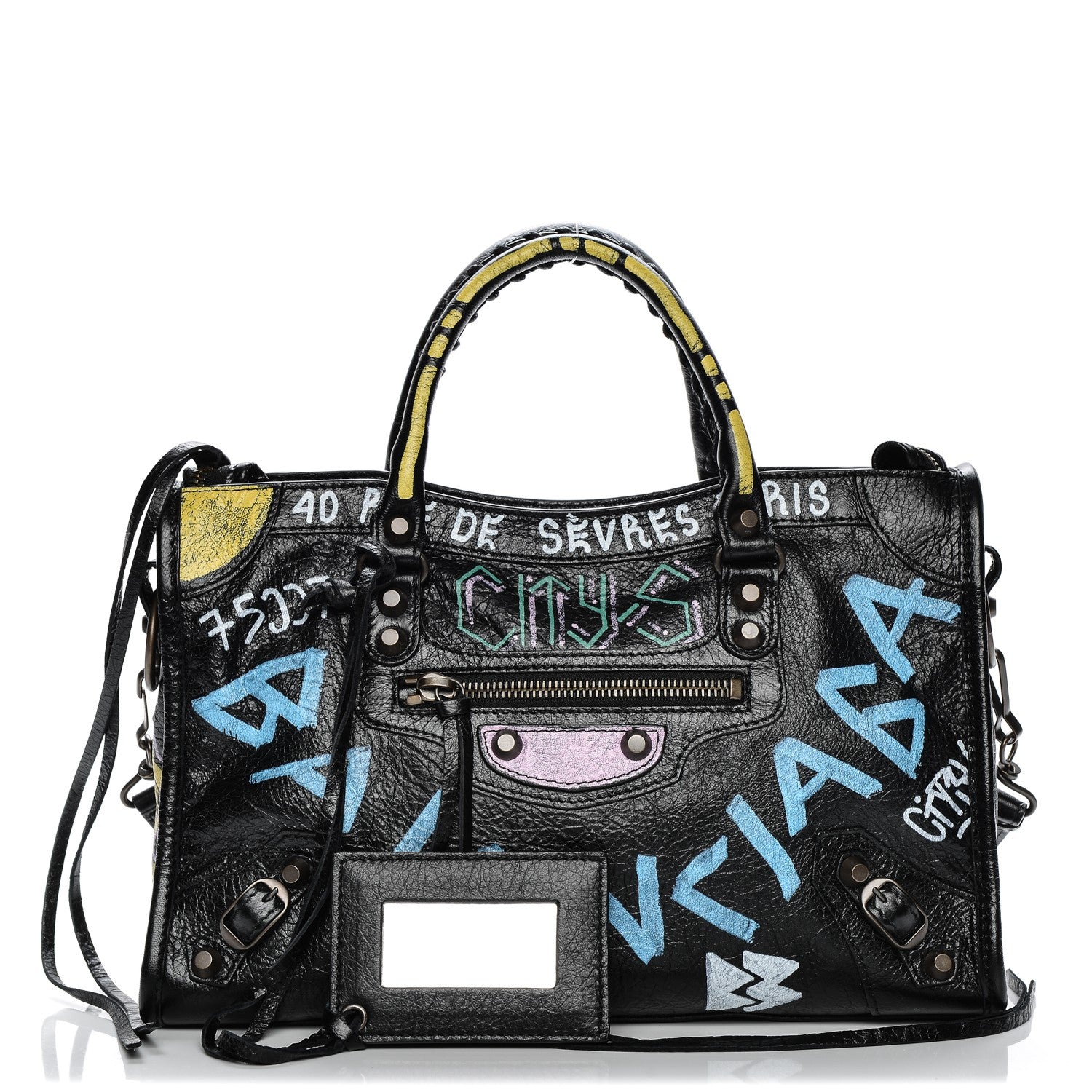 Balenciaga Agneau Graffiti All Over Classic Hardware S City Black Multicolor 1 of 7