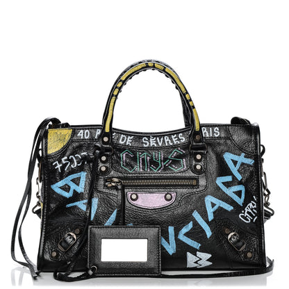 Balenciaga Agneau Graffiti All Over Classic Hardware S City Black Multicolor 1 of 7