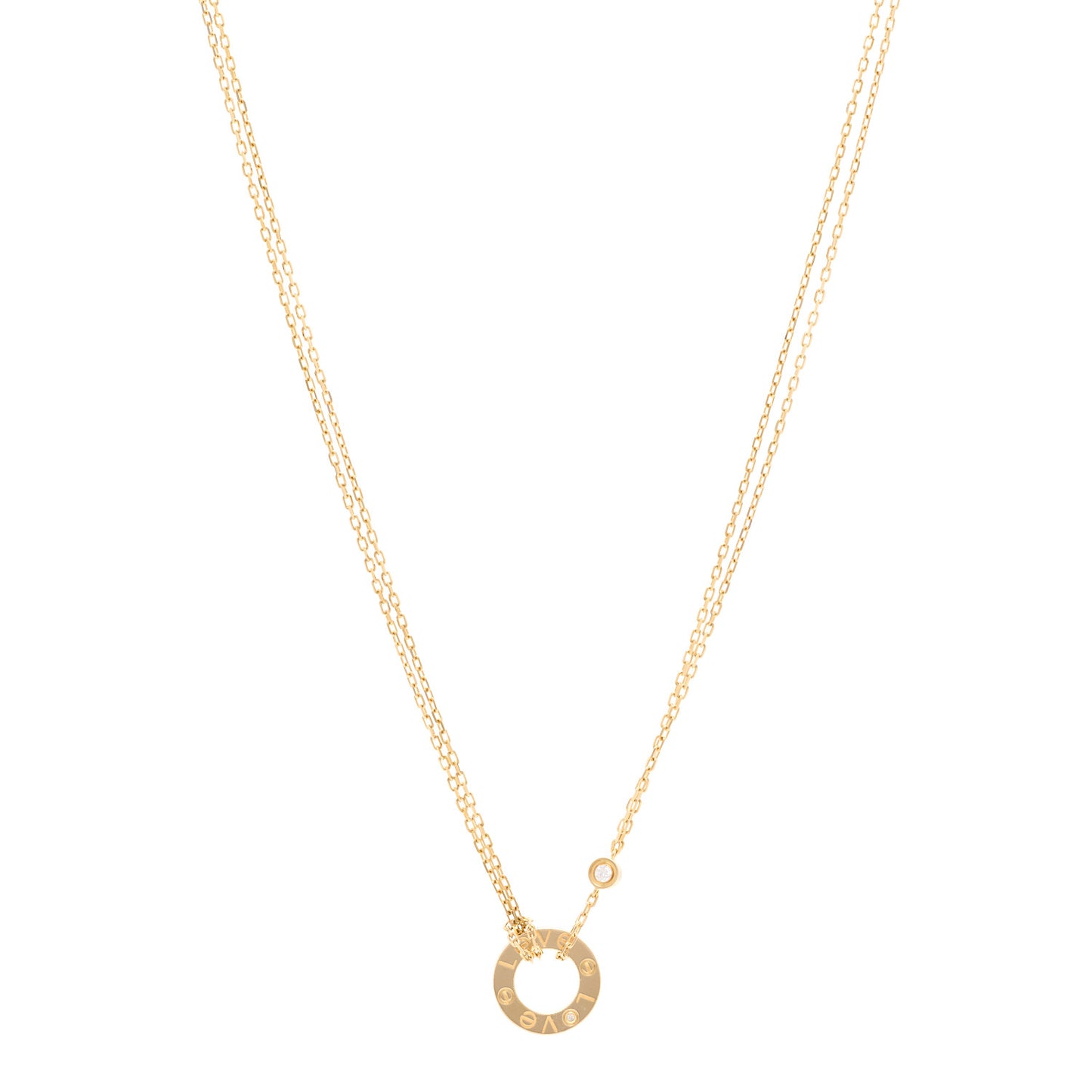 18K Yellow Gold 2 Diamond LOVE Necklace