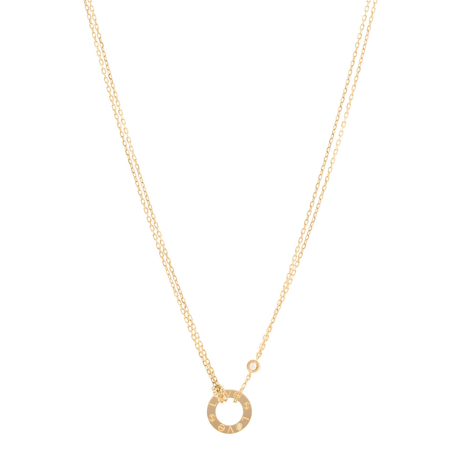 Cartier 18K Yellow Gold 2 Diamond LOVE Necklace 1 of 5