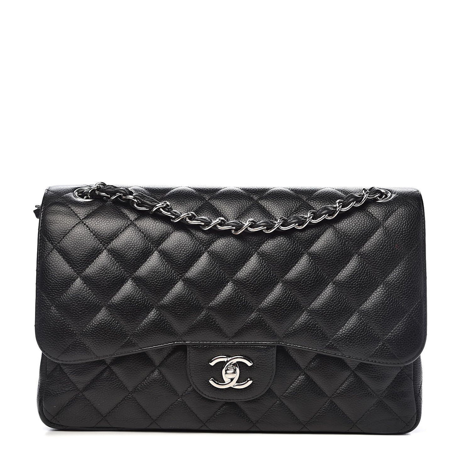 Caviar Quilted Jumbo Double Flap Black