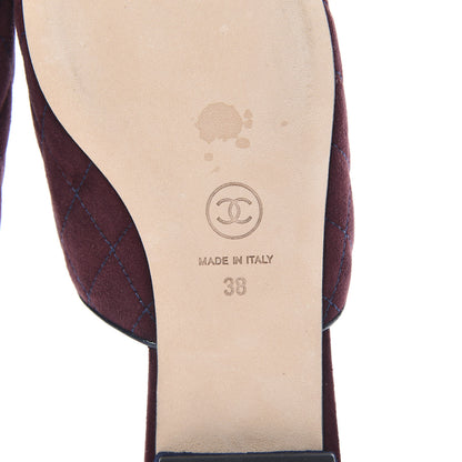 Chanel Suede Quilted Mules 38 Burgundy Navy 6 of 12