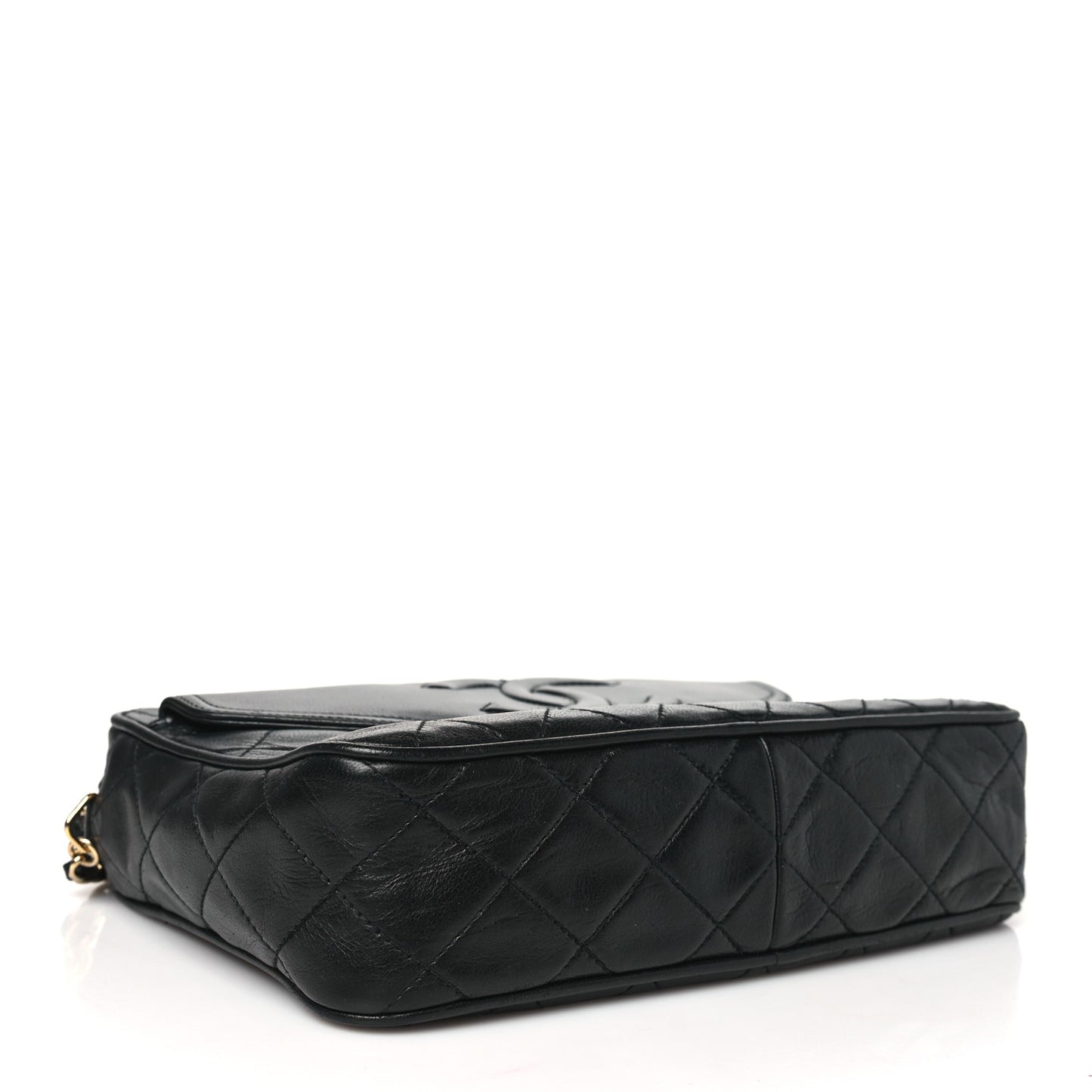 Lambskin Quilted Tassel Camera Case Black