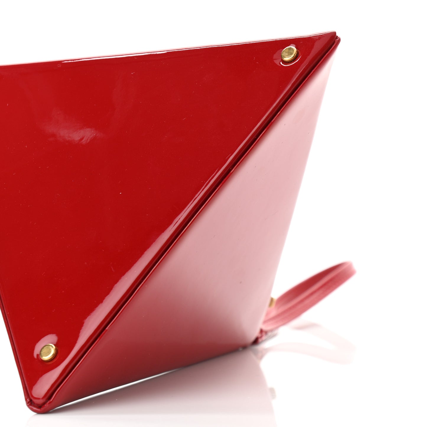 Patent Pyramid Clutch Rouge