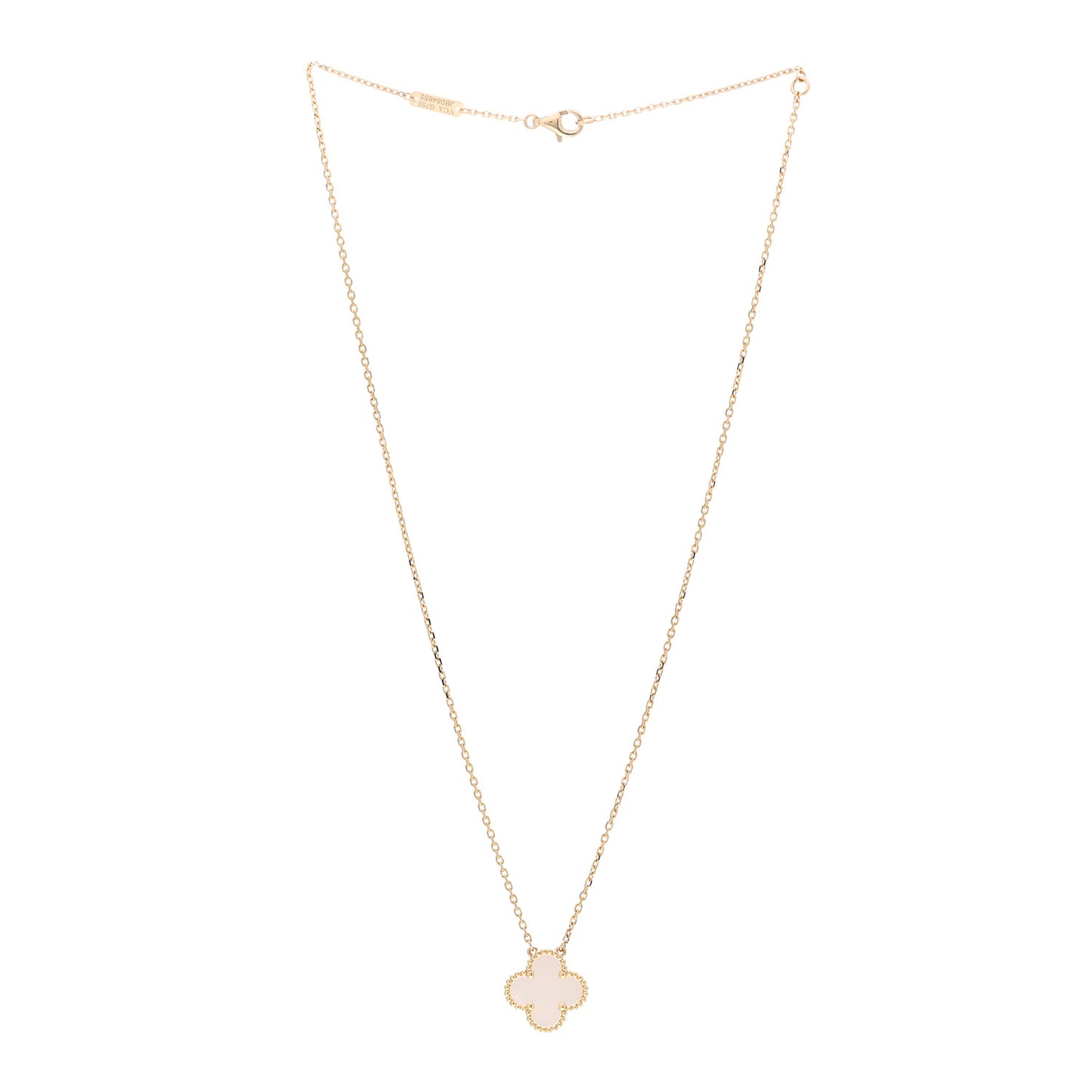 18K Yellow Gold Mother of Pearl Vintage Alhambra Pendant Necklace