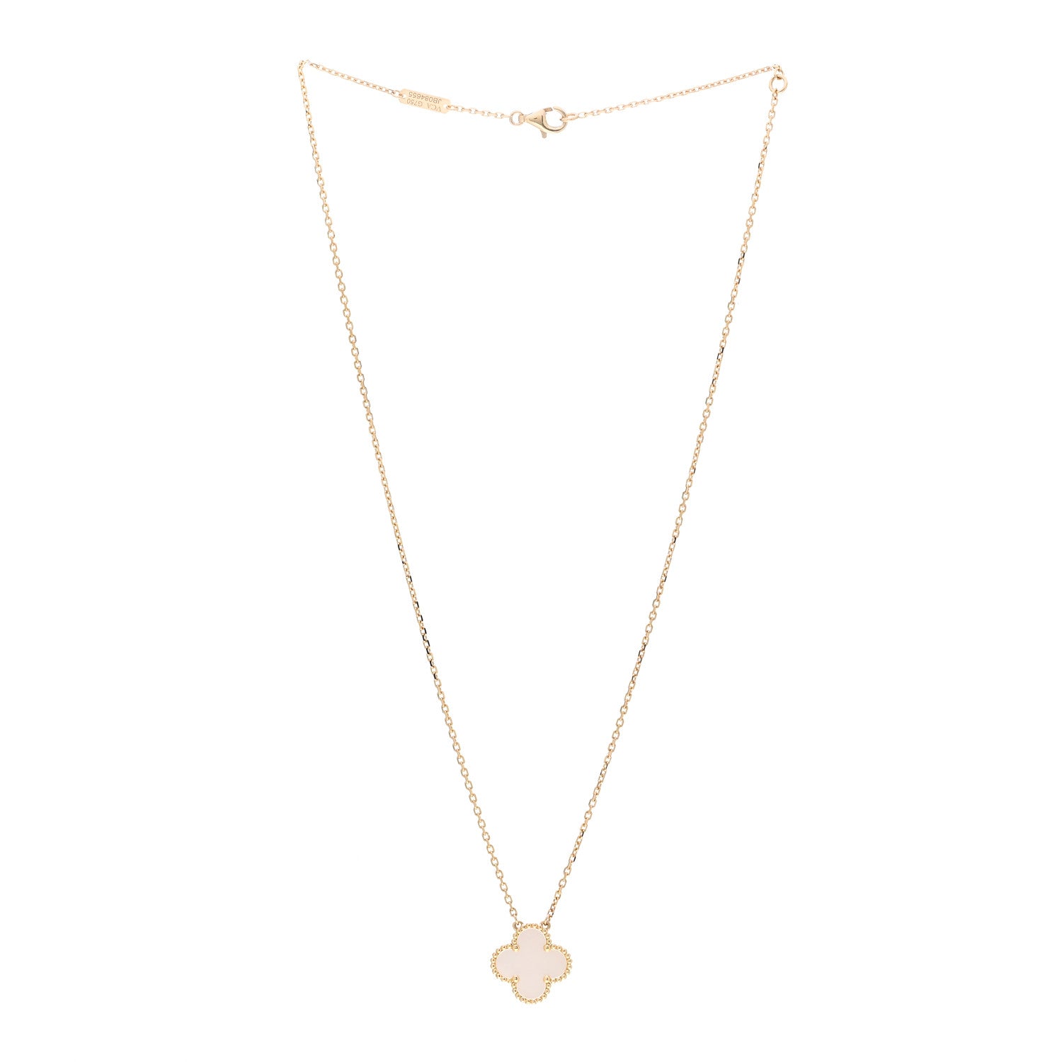 Van Cleef & Arpels 18K Yellow Gold Mother of Pearl Vintage Alhambra Pendant Necklace 3 of 4