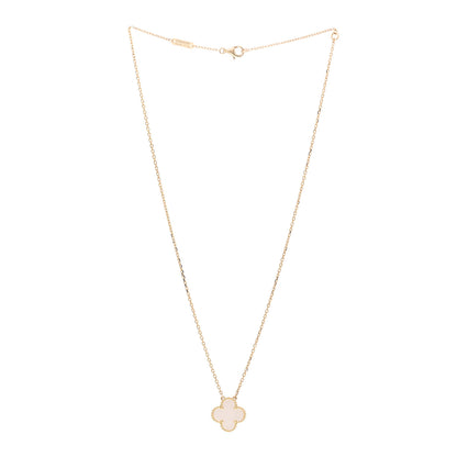 Van Cleef & Arpels 18K Yellow Gold Mother of Pearl Vintage Alhambra Pendant Necklace 3 of 4