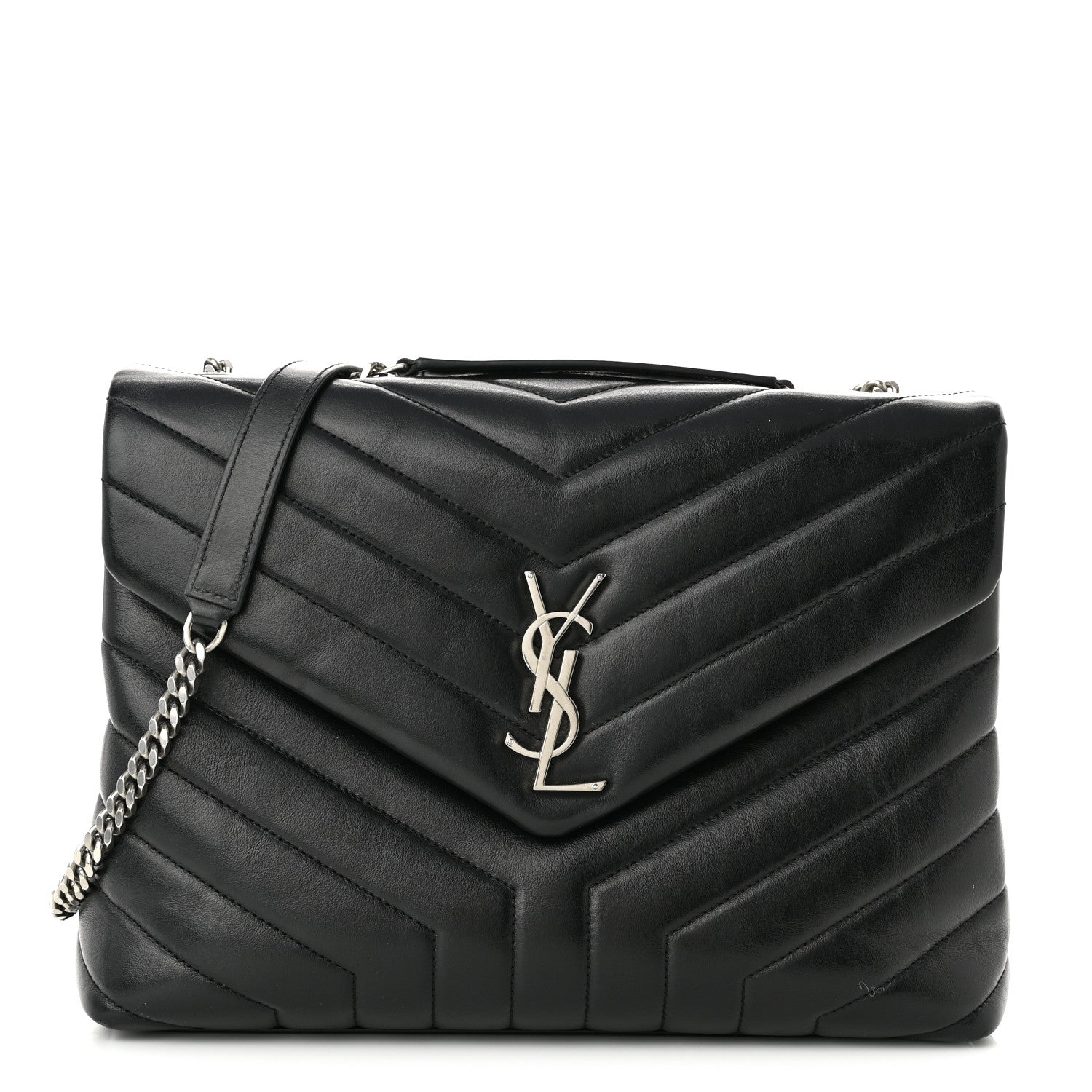Saint Laurent Calfskin Y Quilted Monogram Medium Loulou Chain Satchel Black 1 of 11