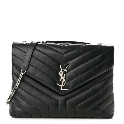 Saint Laurent Calfskin Y Quilted Monogram Medium Loulou Chain Satchel Black 1 of 11