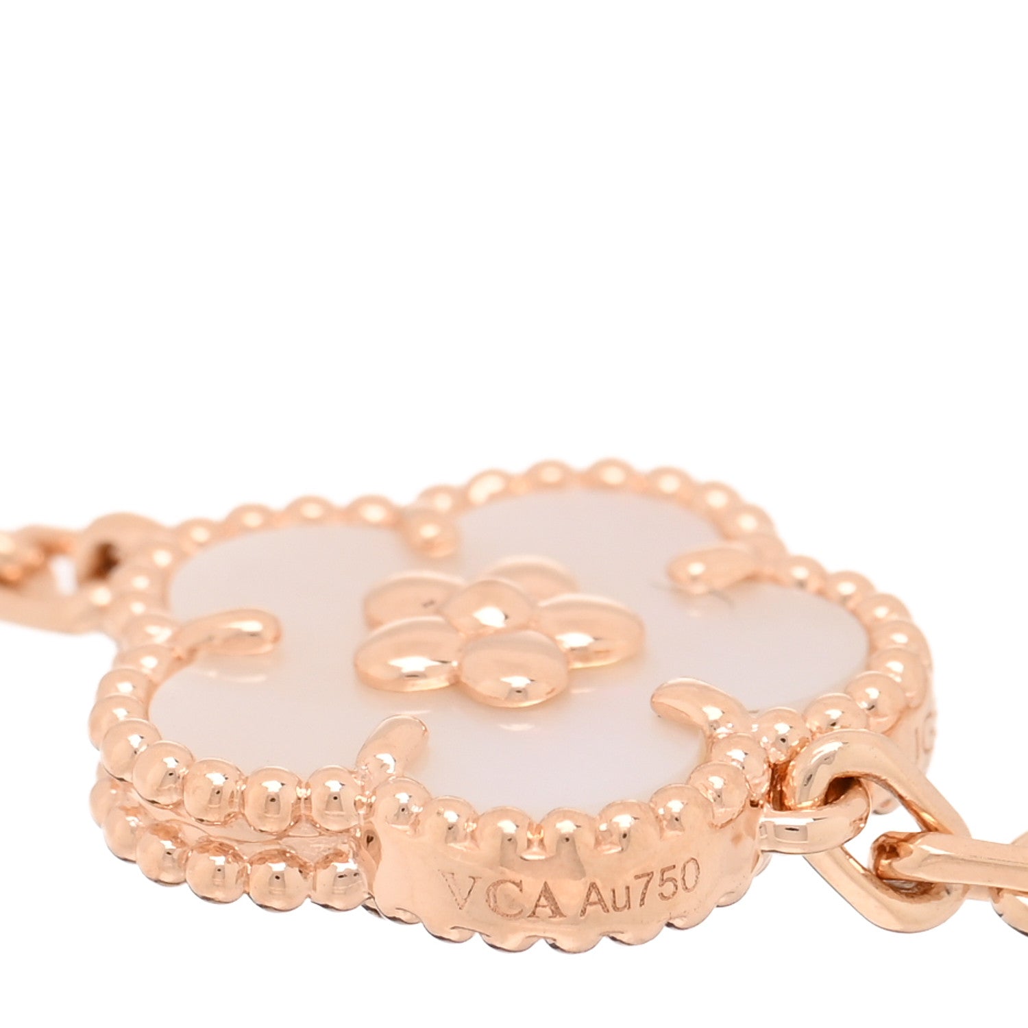 Van Cleef & Arpels 18K Rose Gold Carnelian Mother of Pearl Onyx 5 Motifs Lucky Spring Bracelet 3 of 3