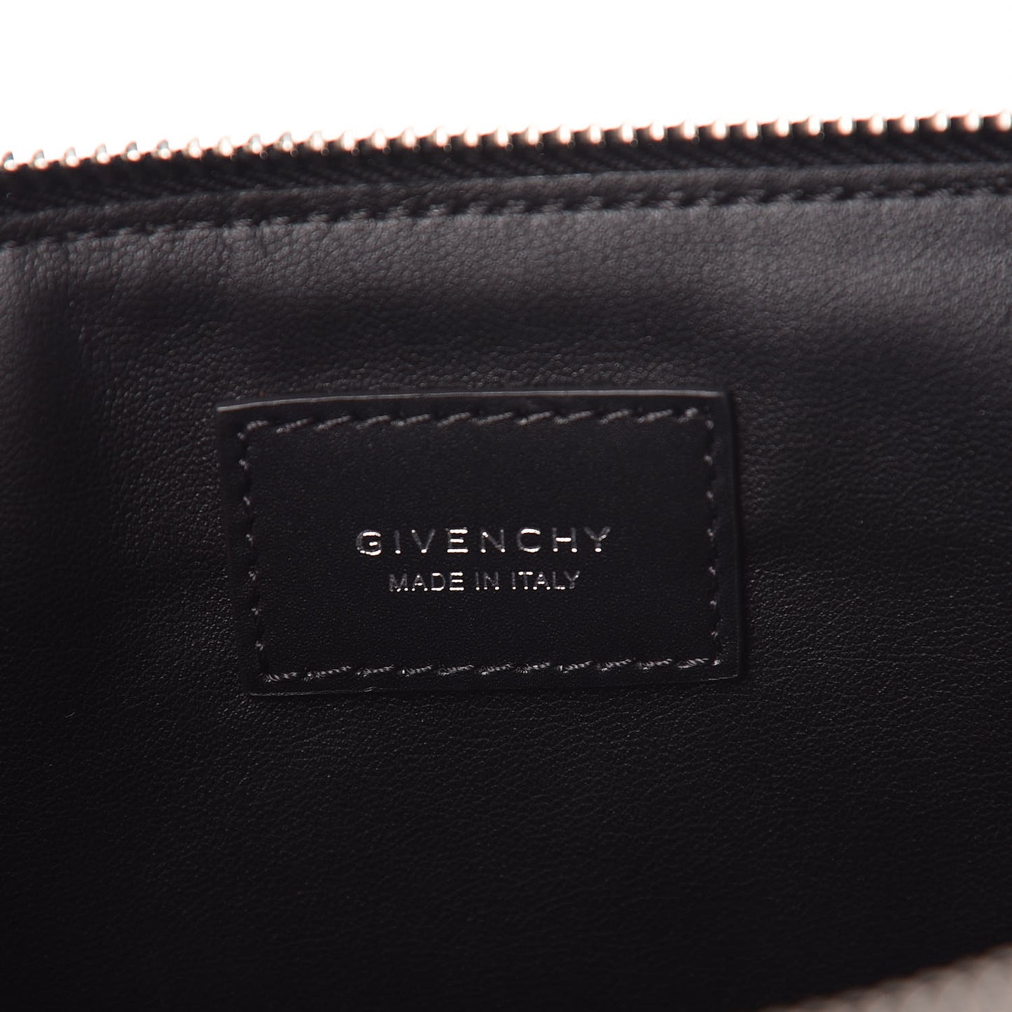 Calfskin Large Double Zip Pouch Black White