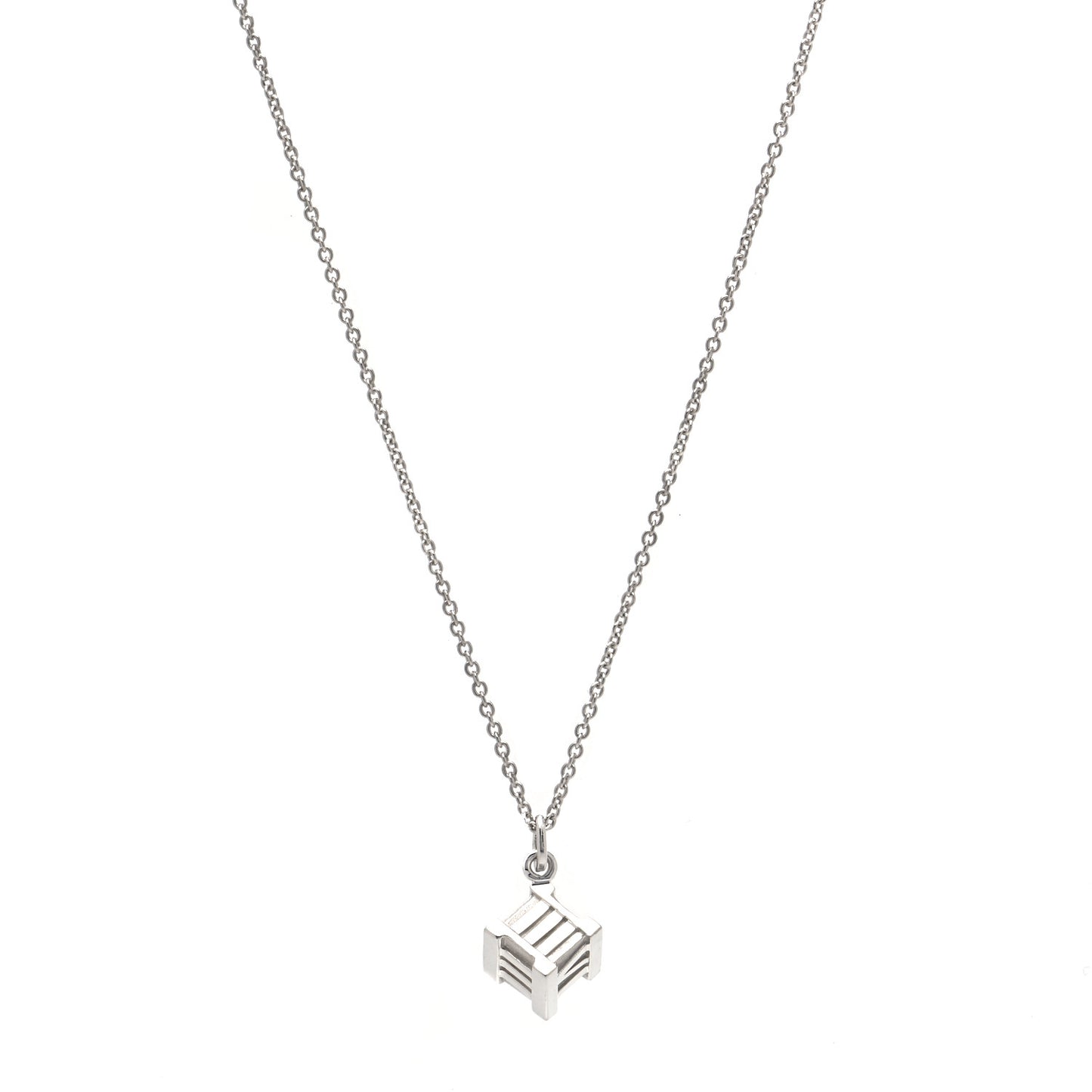 Sterling Silver Atlas Cube Pendant Necklace