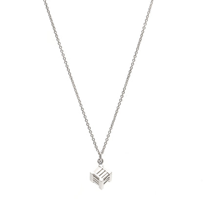 Tiffany Sterling Silver Atlas Cube Pendant Necklace 1 of 5