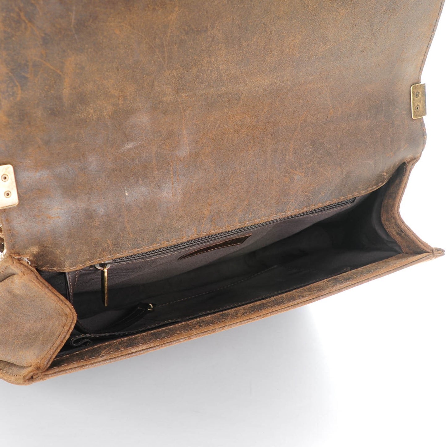 Nubuck Quilted Large Boy Flap Brown