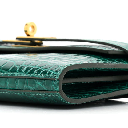 Hermes Shiny Alligator Kelly Wallet Longue Vert Emeraude 9 of 11